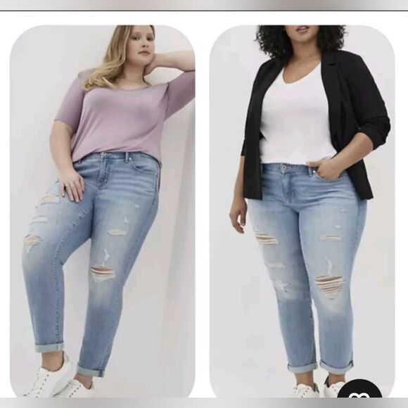 NWT Torrid Womens Distressed Vintage Stretch Boyfriend Straight Leg Jeans Sz 18R - Picture 2 of 4